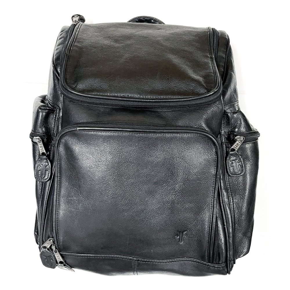 Frye Black Leather Laptop Backpack